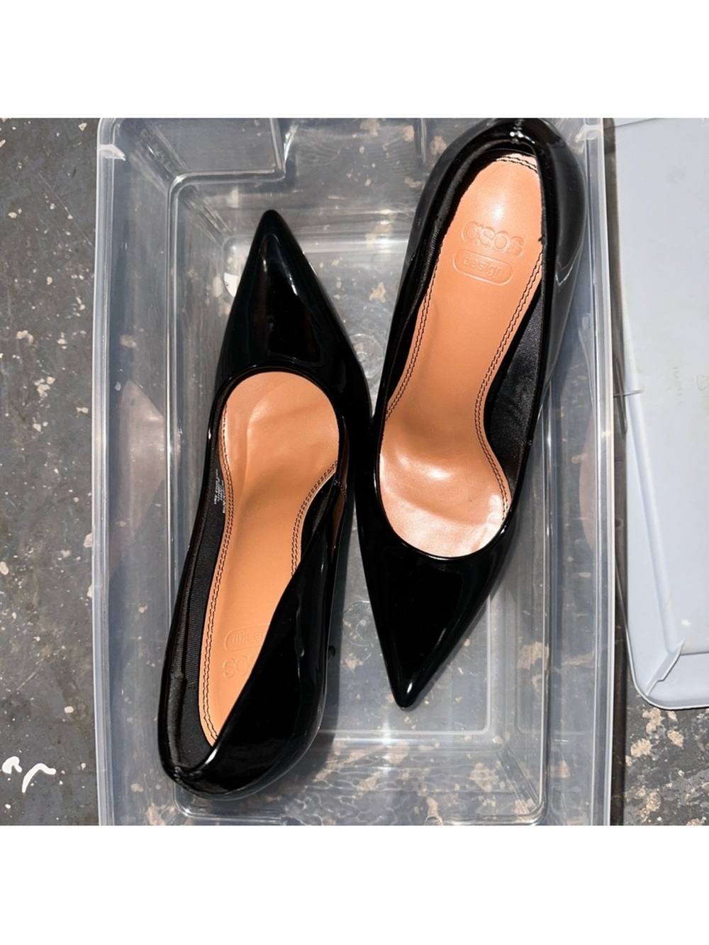 ASOS Black Patent Pointed Toe Heels
